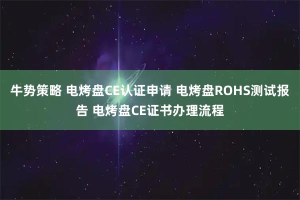 牛势策略 电烤盘CE认证申请 电烤盘ROHS测试报告 电烤盘CE证书办理流程