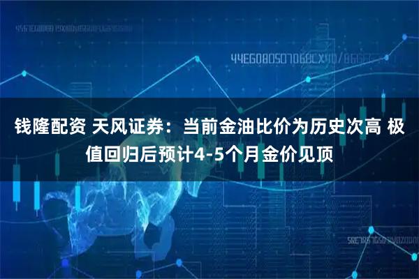 钱隆配资 天风证券：当前金油比价为历史次高 极值回归后预计4-5个月金价见顶