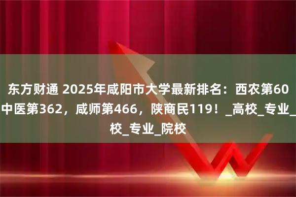 东方财通 2025年咸阳市大学最新排名：西农第60，陕中医第362，咸师第466，陕商民119！_高校_专业_院校